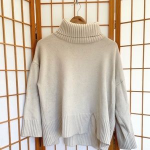 • zaful slitted thick cream turtleneck sweater •